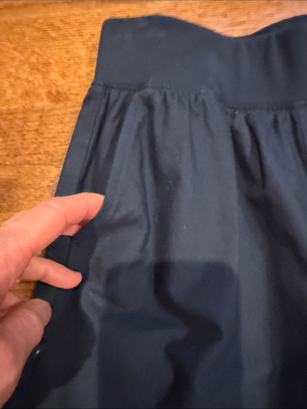 Navy Wide-Leg Ruffle Hem Pants - Picture 4 of 12